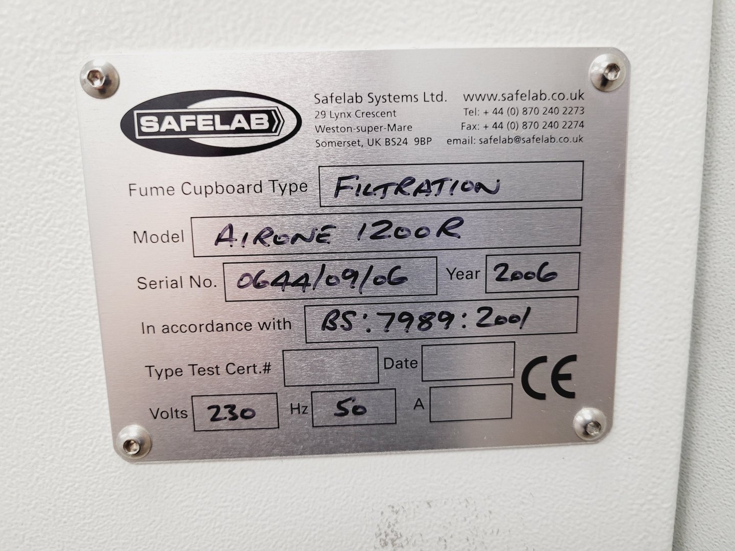 Image of Safelab Airone - R Recirculating Fume Cabinet Model - Airone 1200R Lab