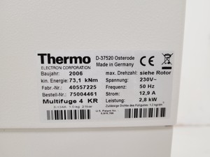 Thumbnail image of Thermo Electron Heraeus Multifuge 4 KR Refrigerated Centrifuge with Rotor Lab