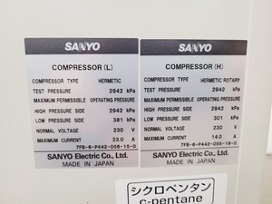 Thumbnail image of Sanyo MDF-U55V Ultra-Low Temperature Freezer Lab