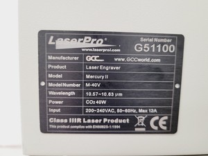 Thumbnail image of Laser Pro Mercury II Laser Engraver Engraving Cutting Machine M-40V