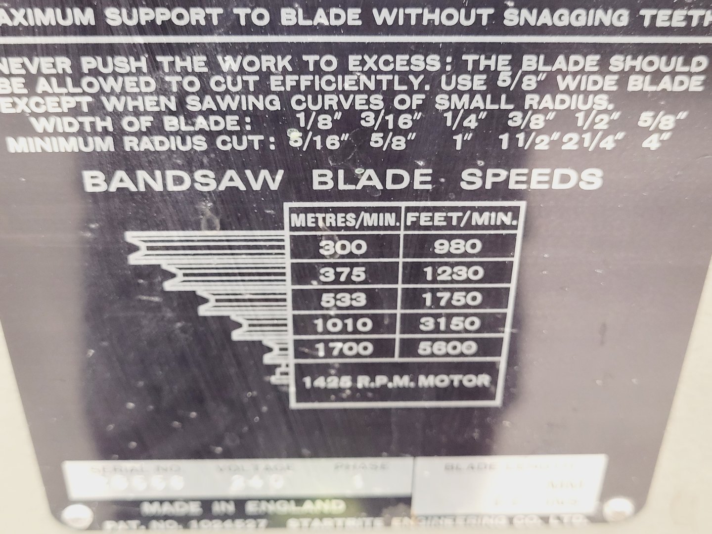 Image of Startrite 14-S-5 Vertical Bandsaw Band Saw with 112" Blades