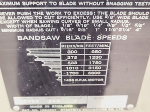 Thumbnail image of Startrite 14-S-5 Vertical Bandsaw Band Saw with 112" Blades