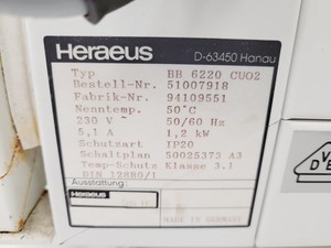 Thumbnail image of Heraeus CO2 Incubator Type BB 6220 CUO2 Lab