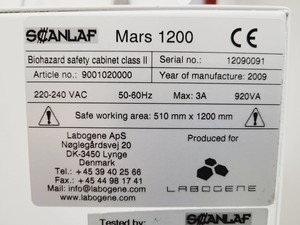 Thumbnail image of Scanlaf Mars 1200 Class 2 II Biohazard Safety Cabinet Lab