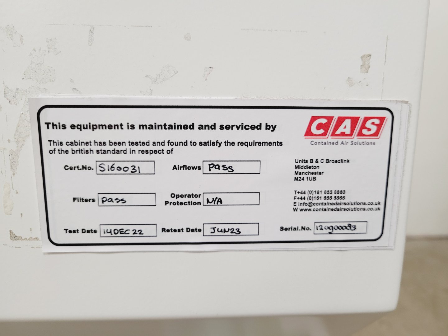 Image of Scanlaf Mars 1200 Biohazard Class 2 Biological Safety Cabinet Lab