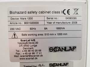 Thumbnail image of Scanlaf Mars 1200 Biohazard Safety Cabinet Class II 2 Lab