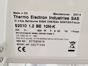 Thumbnail image of Thermo Electron Holten LaminAir Safety Cabinet Lab