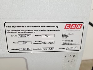 Thumbnail image of MAT BioMAT 2 Class 2 II Recirculator Microbiological Safety Cabinet Lab