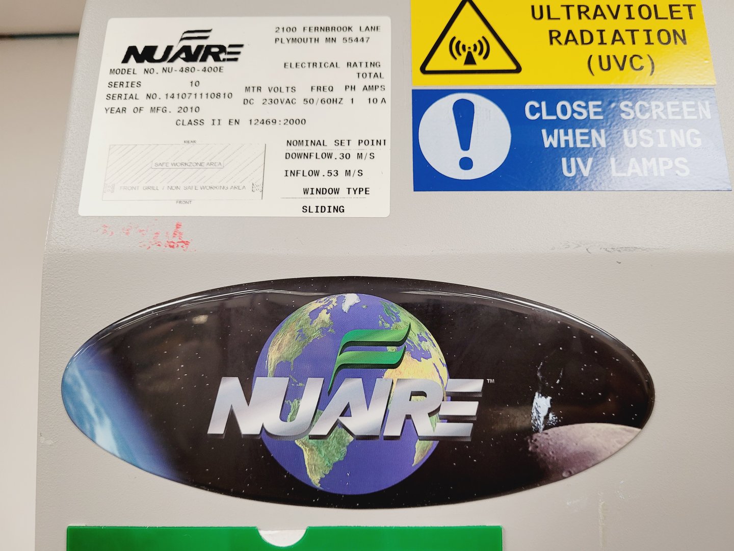 Image of Nuaire Cellgard Class 2 Biological Safety Cabinet NU-480-400E Lab