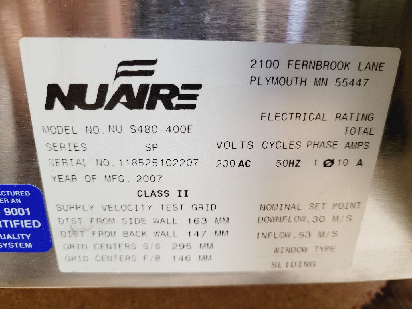 Image of Nuaire Cellgard ES Class 2 II Biological Safety Cabinet NU-480-400E Lab