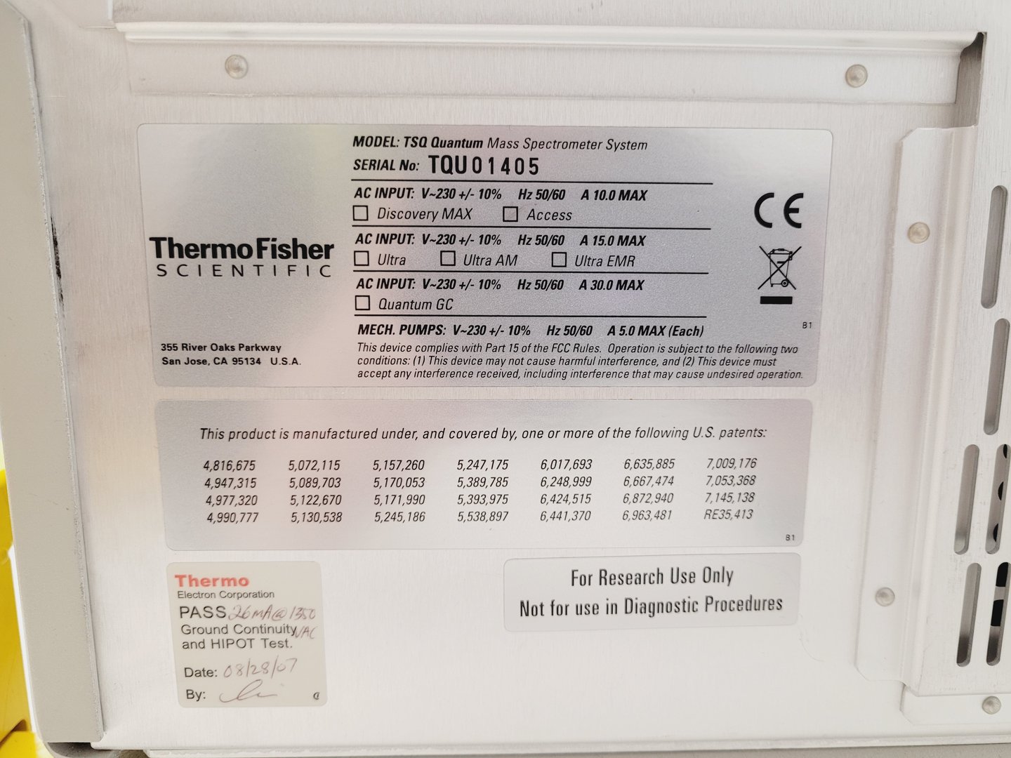Image of Thermo Scientific TSQ Quantum Access Mass Spectrometer System - Faulty Ion Gauge