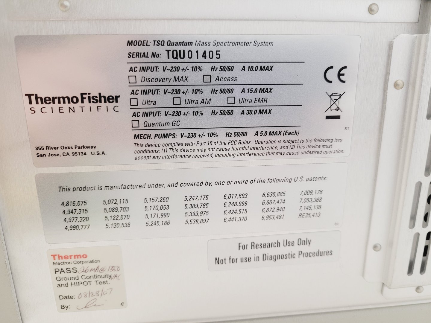 Image of Thermo Scientific TSQ Quantum Access Mass Spectrometer System - Faulty Ion Gauge