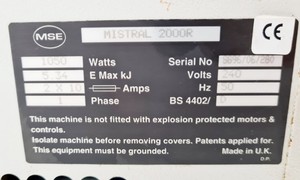 Thumbnail image of Sanyo MSE Mistral 2000R Benchtop Refrigerated 4500rpm Centrifuge Lab