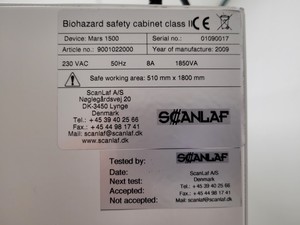 Thumbnail image of Scanlaf Mars 1500 Biohazard Safety Cabinet Class 2 Lab