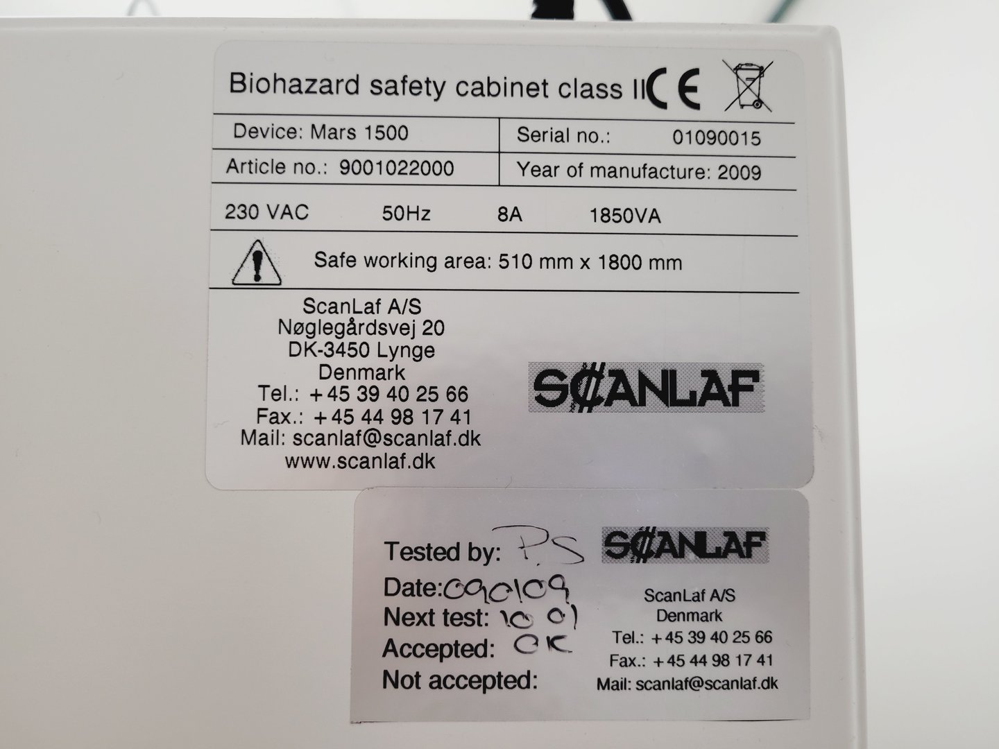 Image of Scanlaf Mars 1500 Biohazard Safety Cabinet Class 2