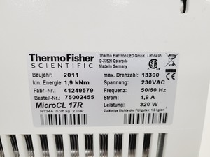 Thumbnail image of Thermo Scientific MicroCL 17R Refrigerated Laboratory Centrifuge Lab