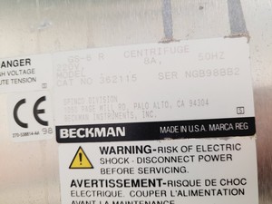 Thumbnail image of Beckman GS-6R Benchtop Refrigerated Laboratory Centrifuge Lab