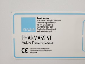 Thumbnail image of Envair Pharmassist Positive Pressure Isolator Glovebox Workstation Lab