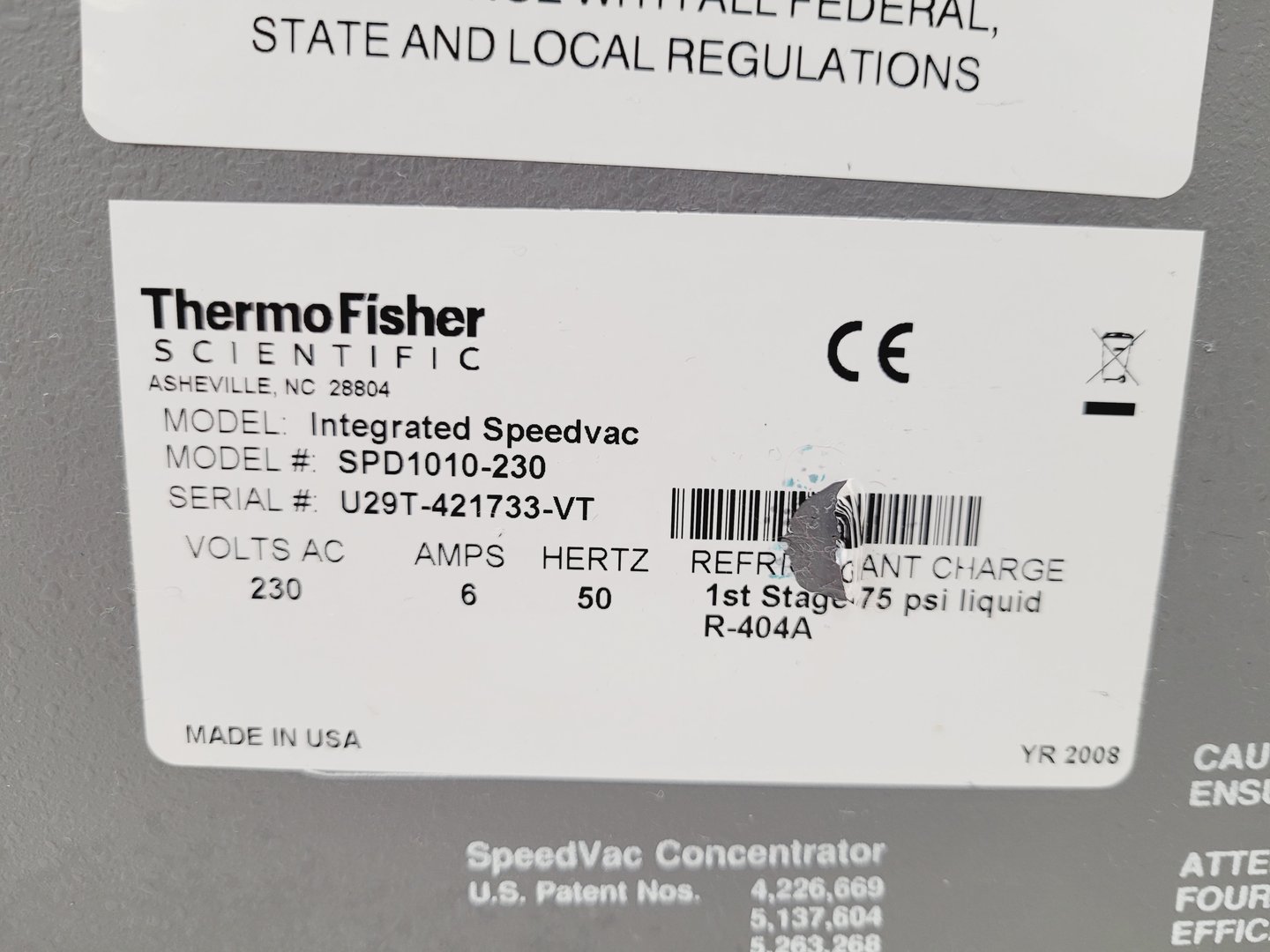 Image of Thermo Fisher Savant SPD1010 Integrated SpeedVac Concentrator Lab Spares/repairs
