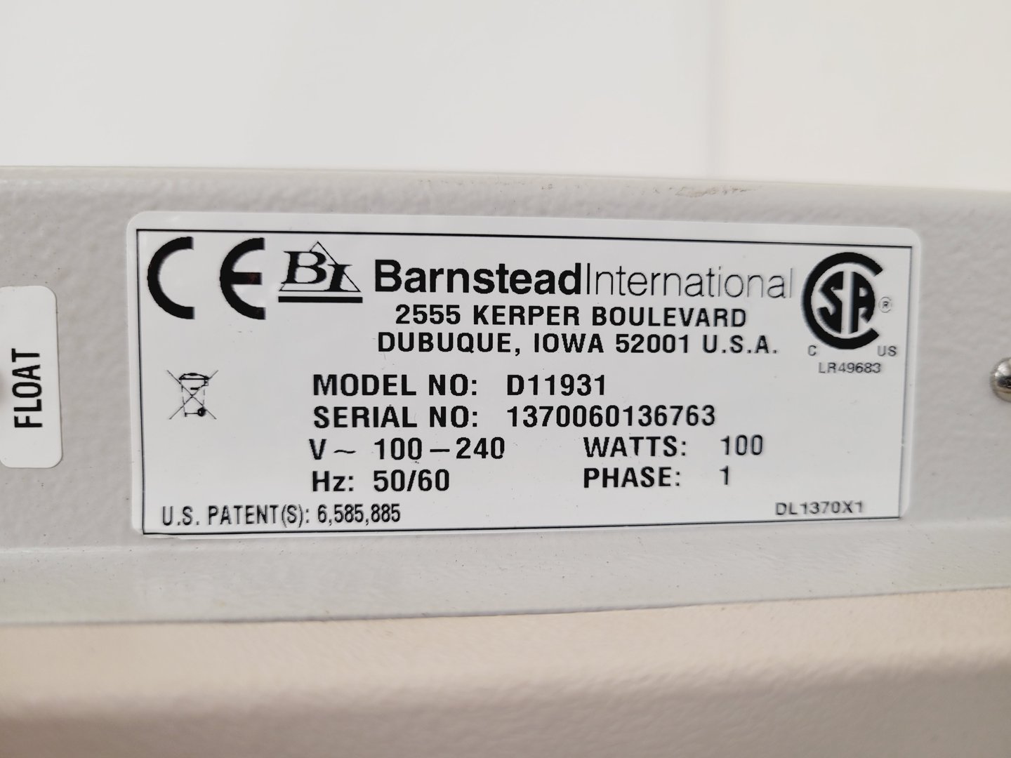 Image of Barnstead NANOpure Diamond D11931 Water Purification System Lab