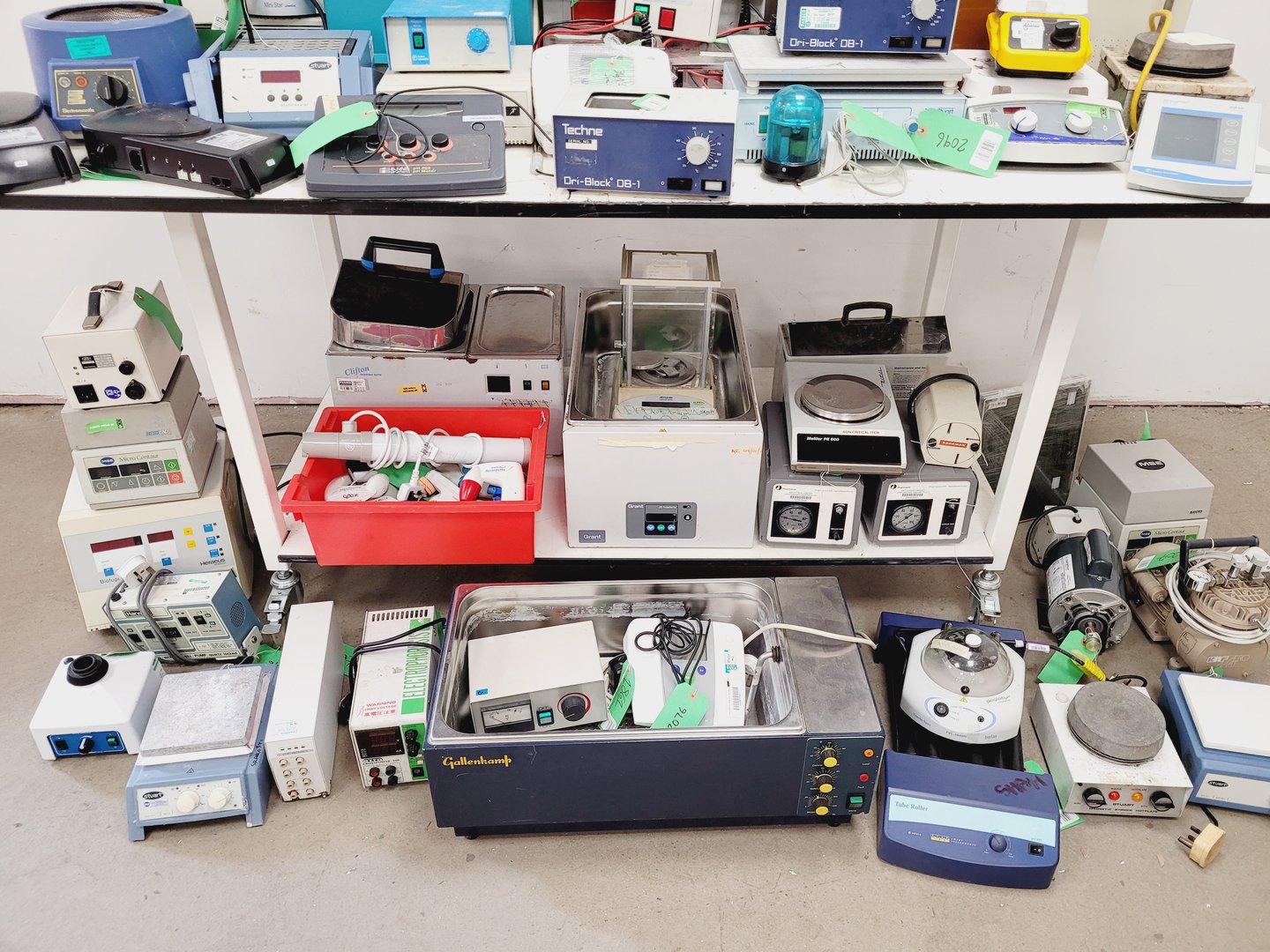 Image of Job Lot of Laboratory Equipment - Microscopes, Shakers, Pumps, Water Baths Lab
