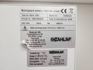 Thumbnail image of Scanlaf Mars 1200 Class 2 Biohazard Safety Cabinet Lab