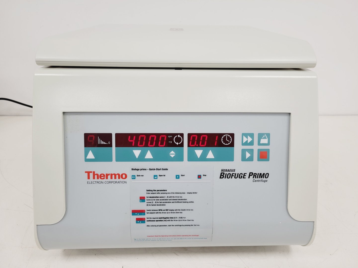 Image of Thermo Electron Heraeus Biofuge Primo Benchtop Laboratory Centrifuge Lab