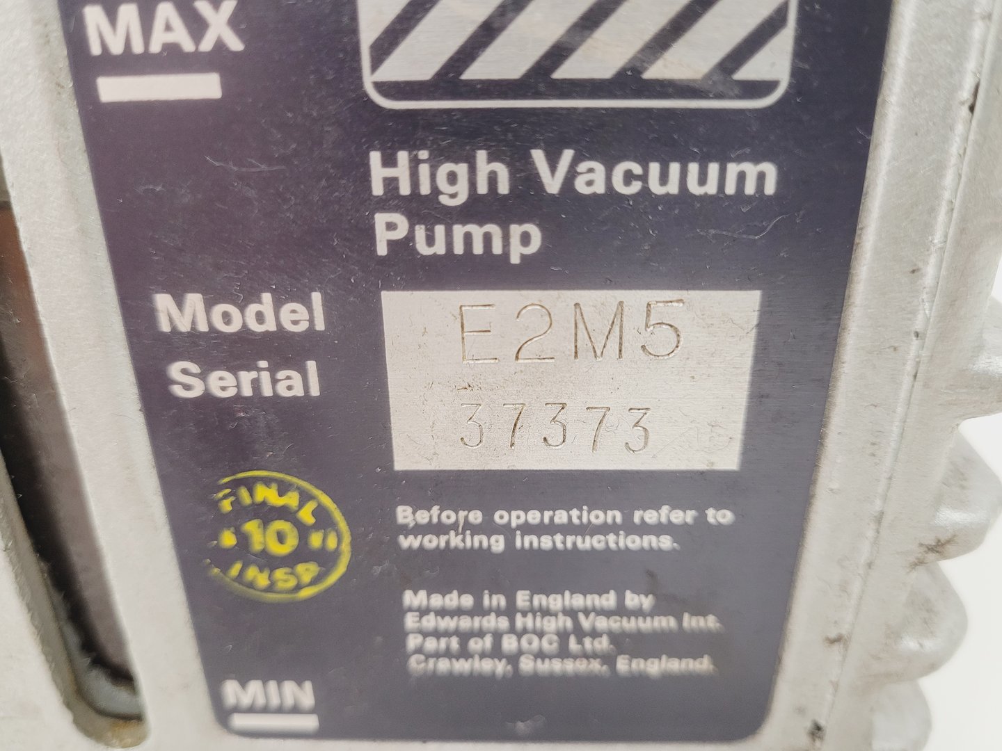 Image of Edwards 5 Two Stage  E2M5 Rotary Vane Pump Lab