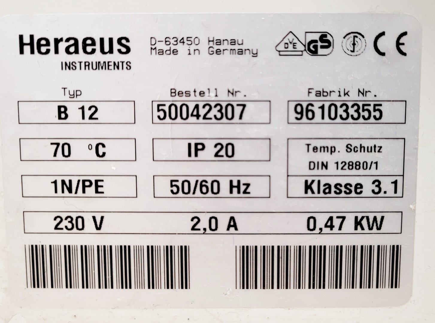 Image of Heraeus Function Line Incubator Model B12 Lab
