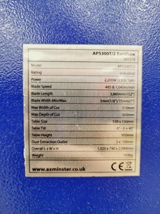 Thumbnail image of Axminster AP5300T/2 Bandsaw Band Saw 501218 Spares/Repairs