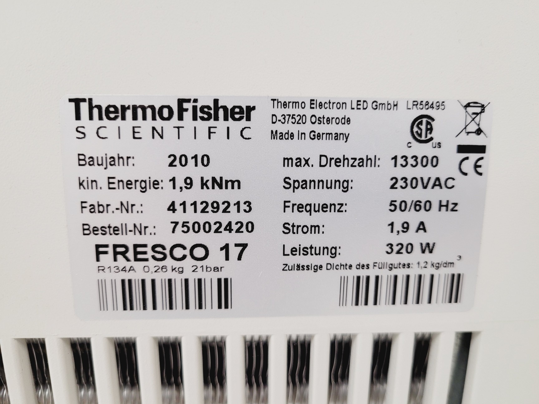 Image of Thermo Fresco 17 Centrifuge Spares/Repair Lab