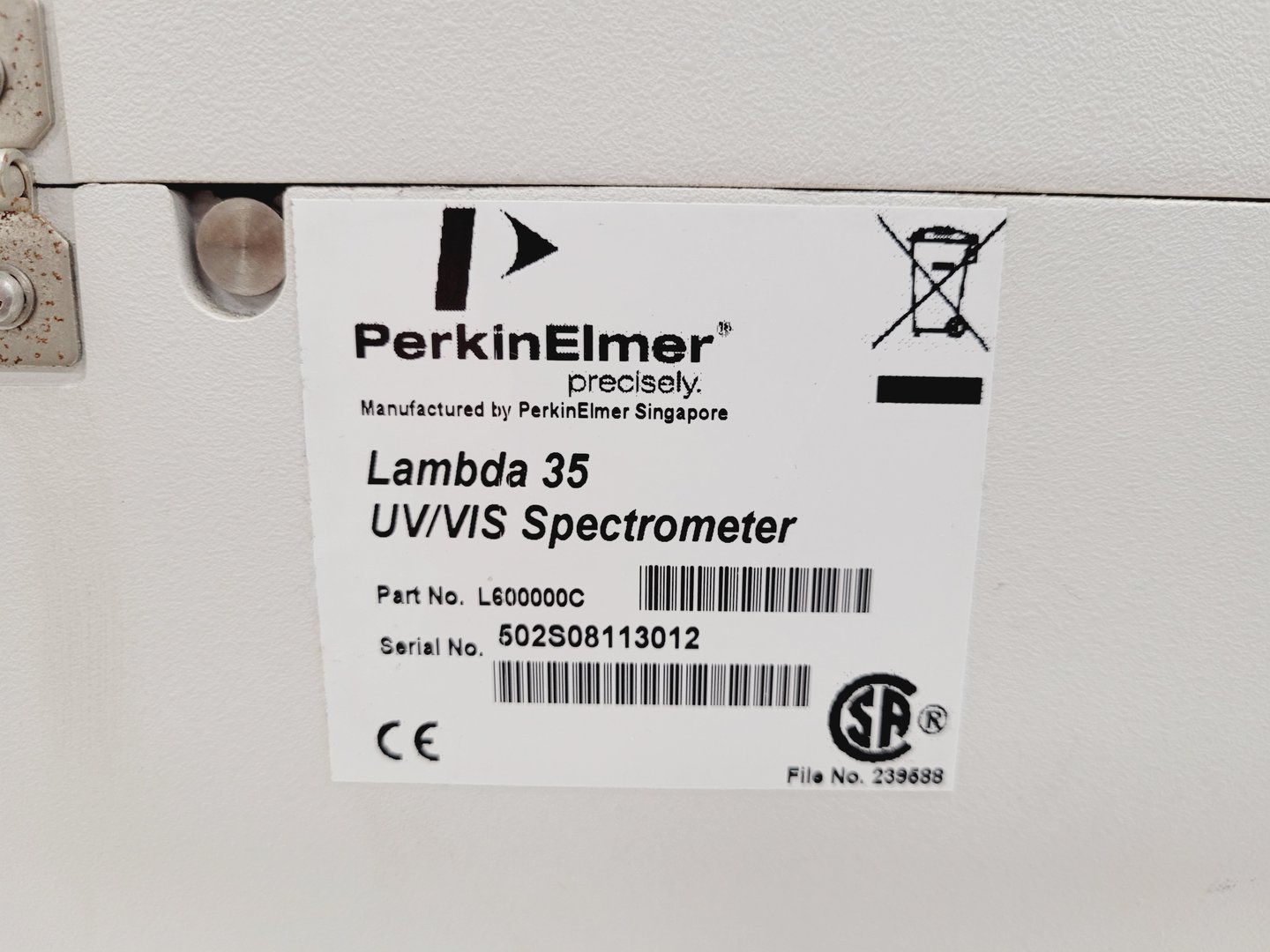 Image of Perkin Elmer Model Lambda 35 UV/VIS Spectrophotometer System w/ PC & Software