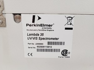 Thumbnail image of Perkin Elmer Model Lambda 35 UV/VIS Spectrophotometer System w/ PC & Software