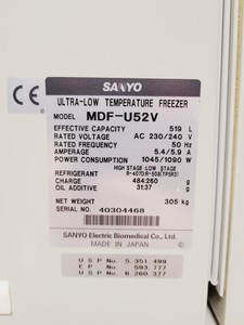 Thumbnail image of Sanyo VIP Series MDF-U52V ULT Ultra Low Temperature Freezer Lab