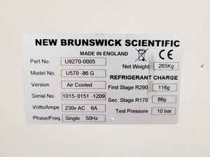 Thumbnail image of New Brunswick U570  ULT Ultra Low Temperature Freezer U570-86G