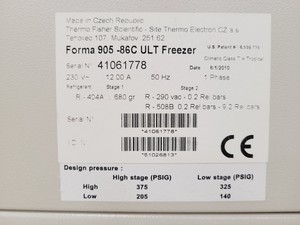Thumbnail image of Thermo Scientific Forma 905 -86 Freezer 900 Series ULT Laboratory Freezer Lab
