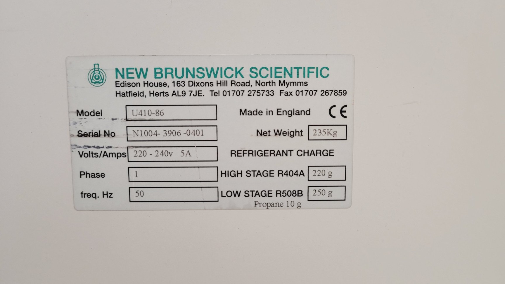 Image of New Brunswick U410 ULT Ultra Low Temperature Laboratory Freezer U410-86 Lab