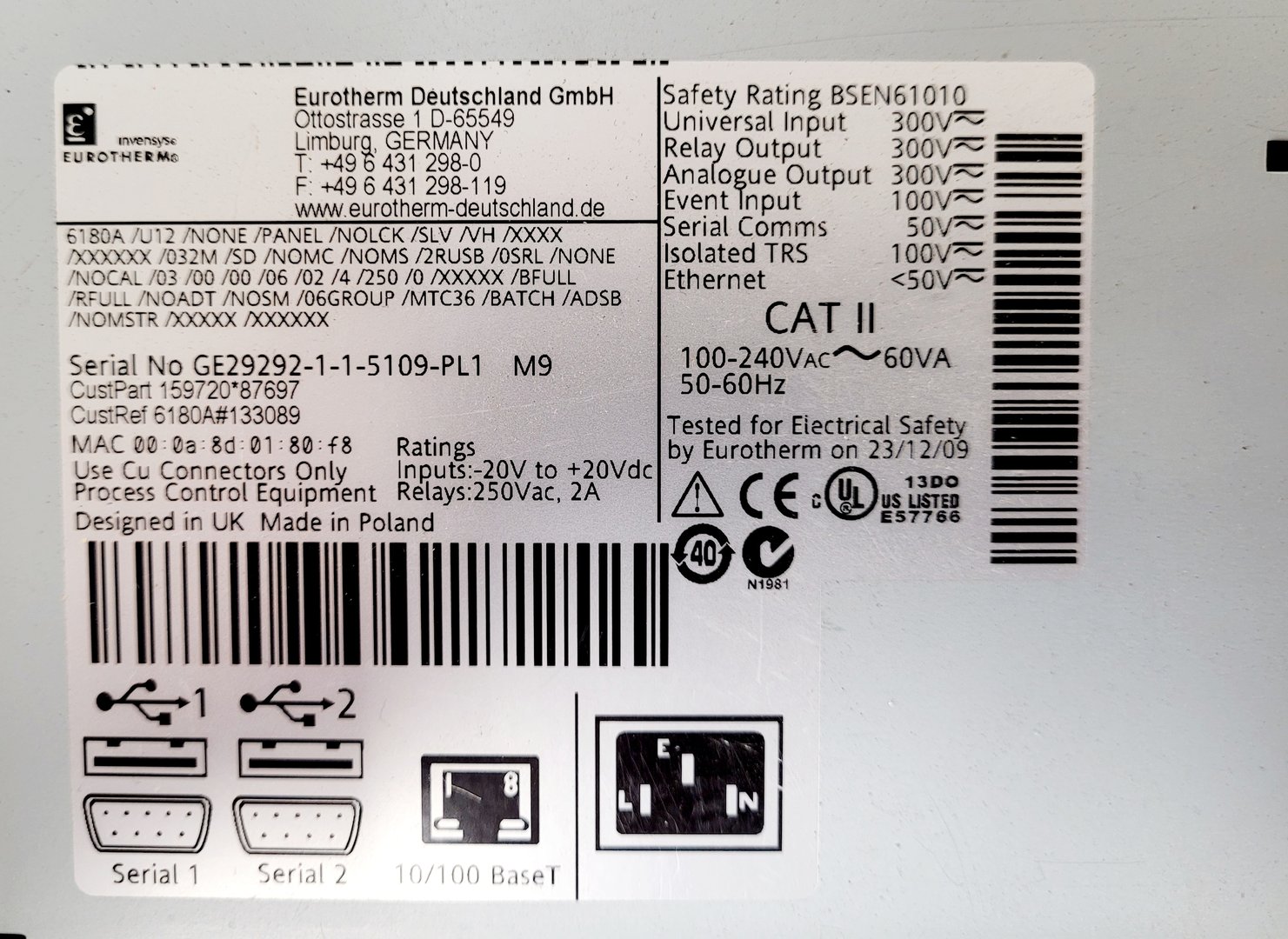 Image of MTO System with Eurotherm Chessell Monitor 6180A & 4x Eurotherm 815 Array Lab