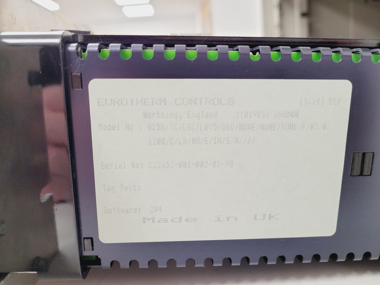 Image of MTO System with Eurotherm Chessell Monitor 6180A & 4x Eurotherm 815 Array Lab