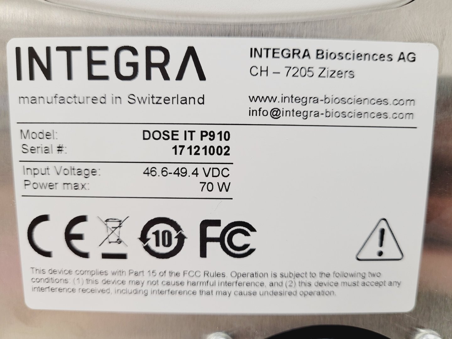 Image of Integra DOSE IT P910 Peristaltic Laboratory Pump w/ Watson-Marlow Head Lab