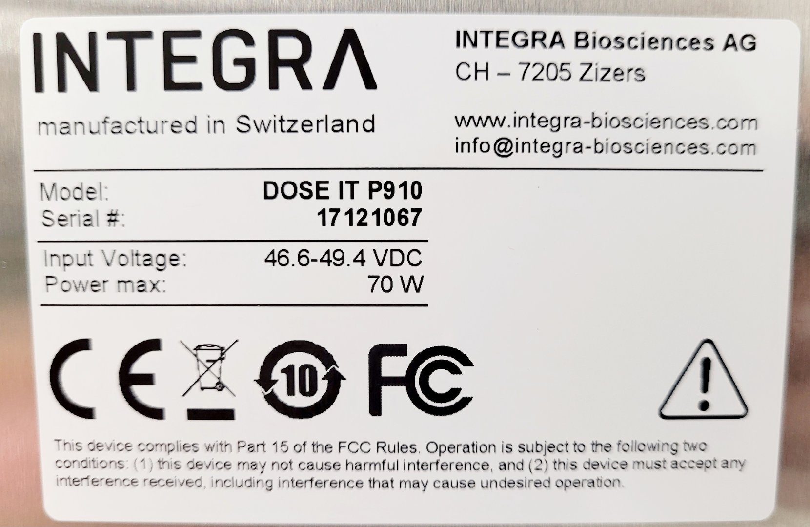 Image of Integra DOSE IT P910 Peristaltic Laboratory Pump w/ Watson-Marlow Head Lab