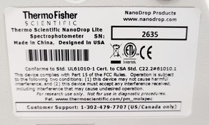 Thumbnail image of Thermo Scientific NanoDrop Lite Spectrophotometer Lab