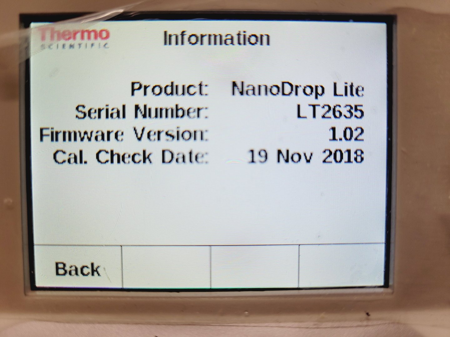 Image of Thermo Scientific NanoDrop Lite Spectrophotometer Lab