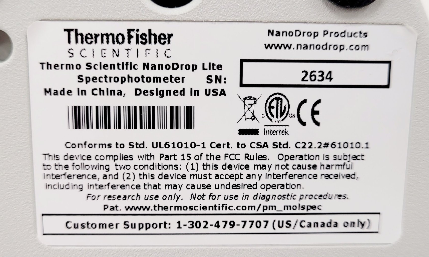 Image of Thermo Scientific NanoDrop Lite Spectrometer / NanoDrop Printer 