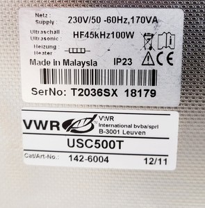 Thumbnail image of VWR USC500T  Ultrasonic Cleaner Water Bath Lab