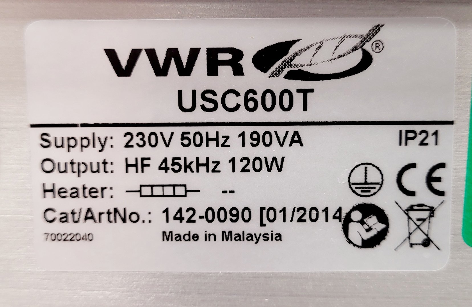 Image of VWR USC600T Ultrasonic Cleaner Water Bath Lab