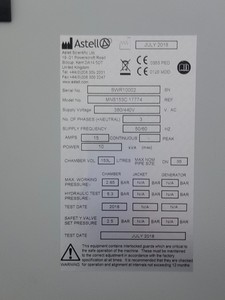 Thumbnail image of Astell Scientific MNS153C Sliding Door Front Loading Autoclave Lab