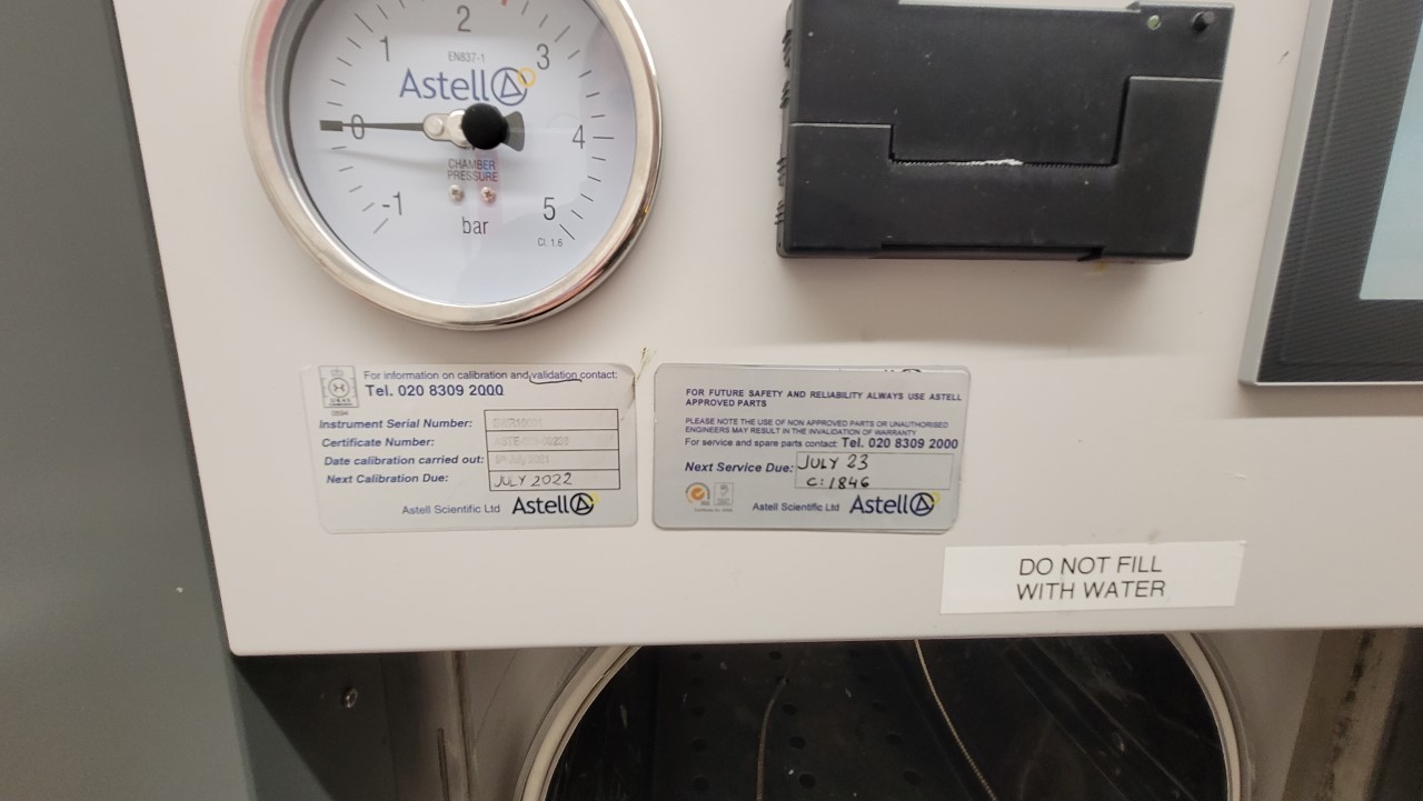 Image of Astell Scientific MNS153C Sliding Door Front Loading Autoclave Lab