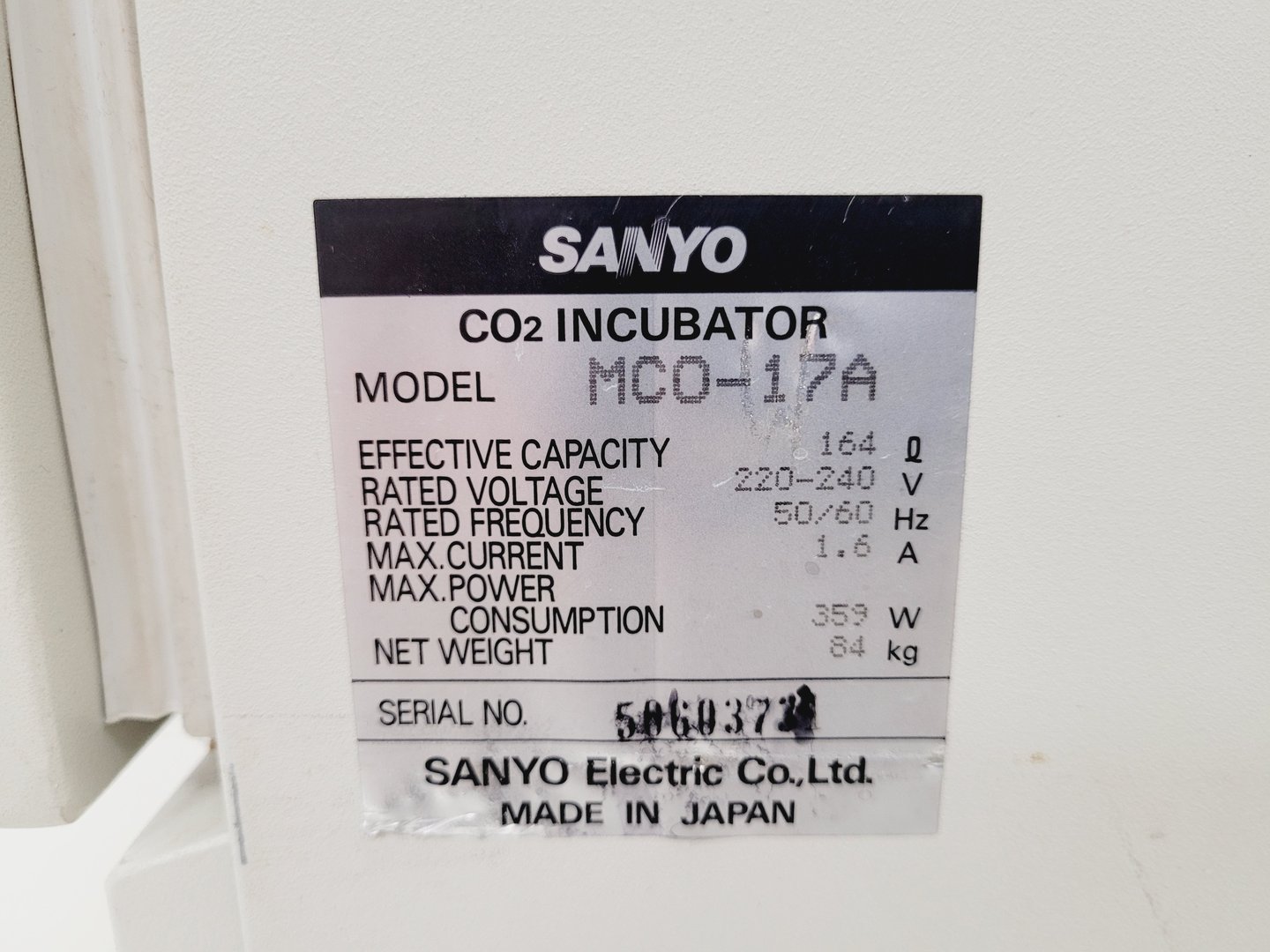 Image of Sanyo MCO-17A CO2 Laboratory Incubator Lab