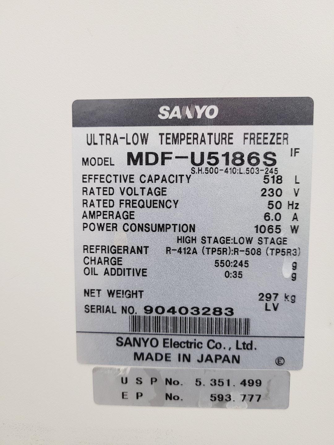 Image of Sanyo MDF-U5186S Ultra Low Temperature Freezer  Lab
